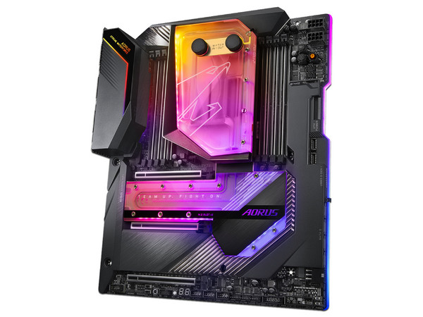 T. Madre GIGABYTE X299X AORUS XTREME WATERFORCE,
Chipset Intel X299,
Segmento: Alto/Gamer,
Soporta: Procesadores Intel Core Serie X, Socket 2066,
RAM: DDR4 4333/3600/2133 MHz, 256GB Max,
Wi-Fi 6, USB 3.2, M.2, SATA 3.0,
XL-ATX, Ptos: 3xPCIe3.0x16.
