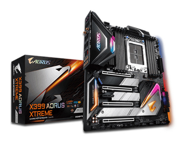 T. Madre Gigabyte X399 AORUS XTREME, ChipSet AMD X399,
Soporta: Procesadores AMD Ryzen de Socket TR4,
Memoria: DDR4 3600(O.C.)/2400/2133 MHz, 128 GB Max,
SATA 3.0, USB 3.0,
Integrado: Audio HD, Red Gigabit,
Ptos: 2xPCIEx16, 1xPCIEx1, ATX
