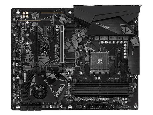 T. Madre Gigabyte X570 GAMING X, Chipset AMD X570,
Soporta: AMD Ryzen 3ra, 2da Gen.,
Memoria: DDR4 4400(O.C.) / 3000/ 2133 MHz, 128GB Máx.,
Integrado: Audio HD, Red, USB 3.0, M.2,
ATX, Ptos: 2xPCIEx16, 3xPCIEx1.