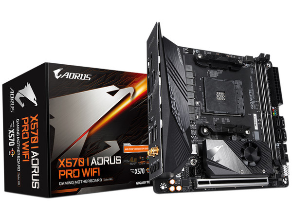 T. Madre Gigabyte X570 I AORUS PRO WIFI, Chipset AMD X570,
Soporta: AMD Ryzen 3ra y 2da Gen., Socket AM4,
Memoria DDR4 4400(O.C.)/3300(O.C.)/2133 MHz, 64GB Máx.,
Integrado Audio HD, Red, Wi-Fi
USB3.0, SATA III, USB C,
Mini ITX, Ptos: 1xPCIEx16, M.2.