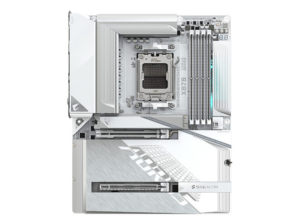 Tarjeta Madre GIGABYTE X870E AORUS PRO ICE,
Chipset AMD X870E, Socket AM5,
Segmento: Alto,
Soporta: Procesadores AMD Ryzen 9000, 8000 y 7000 Series, 
Memoria: 8200+ MT/s DDR5 hasta 256GB, 
Integrado: Wi-Fi 7, USB-C, M.2, 
ATX, Ptos: PCI Express 5.0