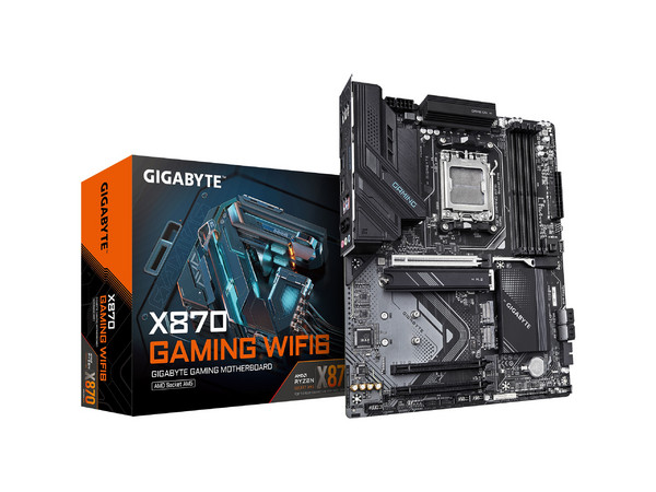 T. Madre GIGABYTE X870 GAMING WiFi6, Chipset AMD X870
Soporta: AMD Ryzen 9000/8000/7000 Series, Socket AM5
Memoria: DDR5 8000/6400/3200 MHz, 256GB Max
Integrado: Audio HD, Red, WiFi 6
USB 3.2, SATA 3.0, M.2
ATX, Ptos: 1xPCIE5.0x16.