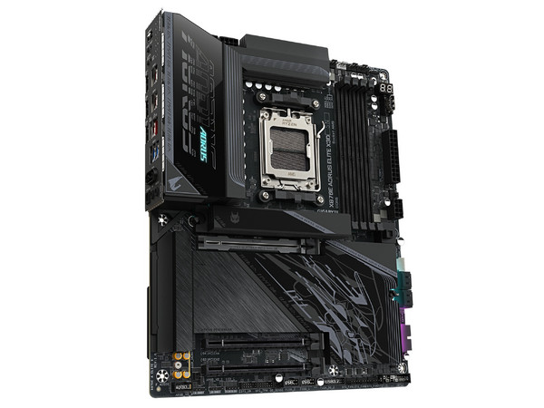 T. Madre Gigabyte X870E Aorus ELITE X3D,
Chipset X870E, Segmento: Alto,
Soporta: Procesadores AMD Ryzen 9000/8000/7000, Socket AM5,
Memoria: DDR5 9000 MHz, Hasta 256GB,
Integrado: Wi-Fi, Audio, HDMI, M.2,
ATX, Ptos: 1 x PCIEx16 5.0.