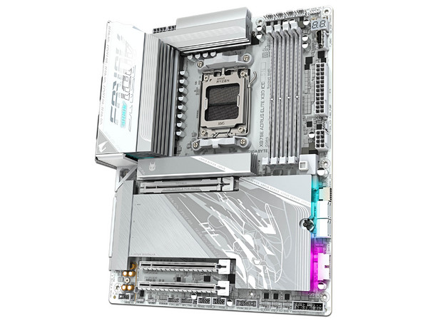 T. Madre Gigabyte X870E Aorus ELITE X3D ICE,
Chipset X870E, Segmento: Alto,
Soporta: Procesadores AMD Ryzen 9000/8000/7000, Socket AM5,
Memoria: DDR5 9000 MHz, Hasta 256GB,
Integrado: Wi-Fi, Audio, HDMI, M.2,
ATX, Ptos: 1 x PCIEx16 5.0. Color Blanco