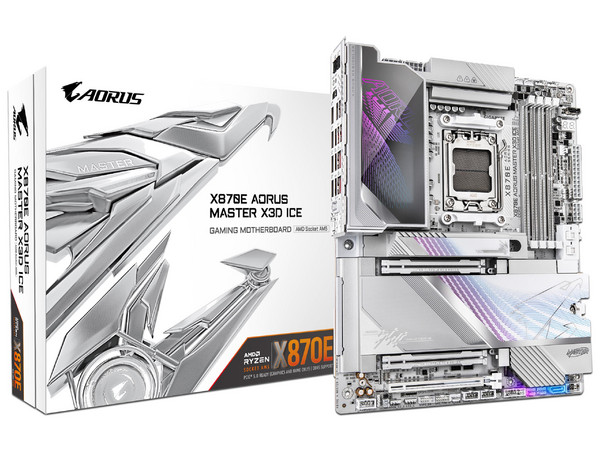 T. Madre Gigabyte X870E Aorus MASTER X ICE,
Chipset X870E, Segmento: Alto,
Soporta: Procesadores AMD Ryzen 9000/8000/7000, Socket AM5,
Memoria: DDR5 9000 MHz, Hasta 256GB,
Integrado: Wi-Fi, Audio, HDMI, M.2,
ATX, Ptos: 1 x PCIEx16 5.0. Color Blanco.