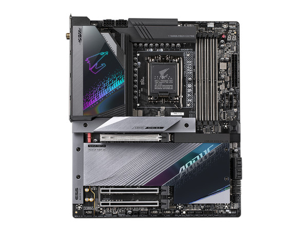 T. Madre Gigabyte Z790 AORUS Master, Chipset Intel Z790,
Soporta: Intel 13va y 12va Generación de Socket 1700,
Memoria: DDR5 8000/6800/4800 MHz, 128GB Max,
Integrado:Audio HD, Red, USB 3.2, SATA 3.0, M.2 Nvme,
ATX, Ptos: 1xPCIE5.0x16, 2xPCIE3.0x16.