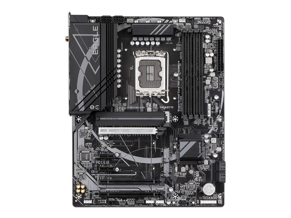 T. Madre Gigabyte Z790 EAGLE AX: Chipset Intel Z790, 
Soporta Procesador Intel de 13va y 14va generación, Socket 1700,
Memoria: DDR5 7600/6200(OC)/4800 MHz, 256GB Max, 
Integrado: Audio HD, Red, USB 3.2, M.2, Wi-Fi, ATX, 
Ptos: 1xPCIE5.0x16, 2xPCIEx1