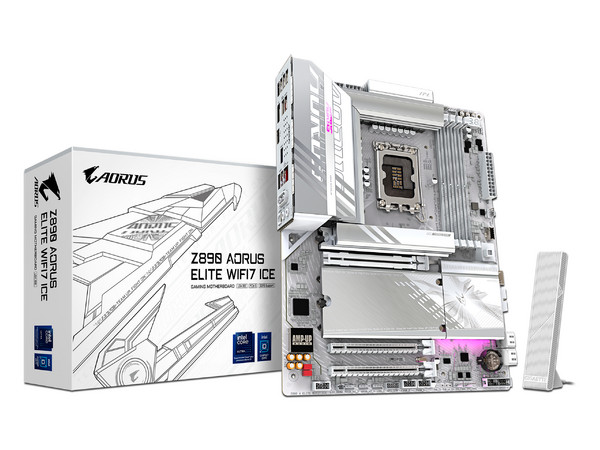 T. Madre GIGABYTE Z890 AORUS ELITE ICE,
Chipset Z890,
Segmento: Alto/Gamer,
Soporta  Intel Core Ultra, Socket 1851, 
Memoria: DDR5 9200/ 7400/ 6400 Mhz, 256GB Max,
Integrado: Audio HD, Wi-Fi 7, USB 3.2, SATA 3.0, M.2, 
ATX, PCIe 5.0