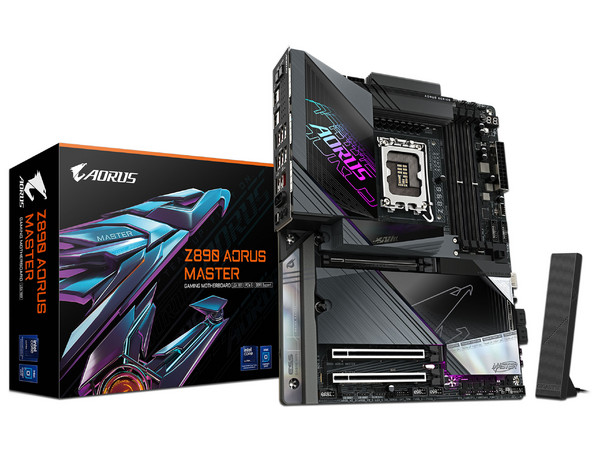 T. Madre GIGABYTE Z890 AORUS MASTER: Chipset Intel Z890,
Soporta: Intel Core Ultra, Socket 1851,
Memoria: DDR5 9500(OC)/ 7600(OC)/ 5600MHz, Máx. 256GB,
Integrado: AudioHD, Wi-Fi 7, USB 3.2, SATA, M.2,
ATX, 1xPCIE5.0x16, 2xPCIE4.0x16.