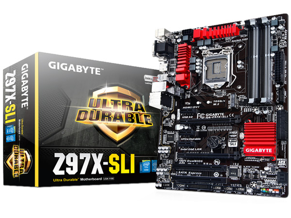 T. Madre Gigabyte Z97X-SLI, ChipSet Intel Z97,
Soporta: Core i7/i5/i3 de Socket 1150,
Memoria: DDR3 3000(O.C.)/1600/1333/1066 MHz, 32GB Max,
Integrado: Audio HD, Red, USB 3.0 y SATA 3.0,
ATX, Ptos: 2xPCIEx16, 3xPCIEx1, 1xPCI.