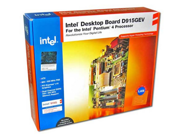 T. Madre Intel D915GEVL, ChipSet 915G Express,
Soporta: Intel LGA775 de 800MHz,
Integrado: Video Accelerator 900, Audio, Red,
Memoria: DDR2 533/400, 4 Bancos, 4GB Max,
Diseño: ATX, Ptos: 1 x PCI Express x16;
2x PCI Express x1; 4 x PCI