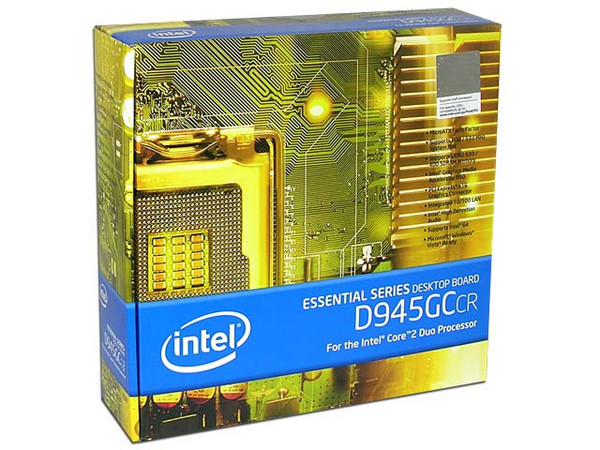T. Madre Intel D945GCCRL, ChipSet Intel 945GC Express,
Soporta: Pentium 4, D, Core2Duo, 533/800MHz,
Integrado: Audio 5.1, Video Intel GMA 950, Red,
Memoria: DDR2 533/400, 2 Bancos, 4GB Max,
Diseño: MicroATX, Ptos: 1xPCE. x16, 1x PCI Exp, 2x PCI