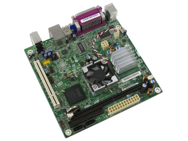 T. Madre Intel Mini-ITX D945GCLF2D,
Procesador Integrado Intel Atom 330,
Integrado: Audio, Red, Video GMA 950,
Memoria: DDR2 667/533, 1 Banco, 2GBMax,
Ptos: 1xPCI, Compatible con Gabinetes mATX.