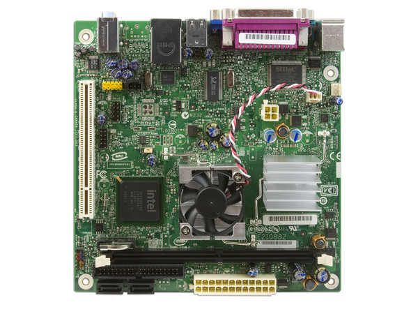 T. Madre Intel Mini-ITX D945GCLF2D,
Procesador Integrado Intel Atom 330,
Integrado: Audio, Red, Video GMA 950,
Memoria: DDR2 667/533, 1 Banco, 2GBMax,
Ptos: 1xPCI, Compatible con Gabinetes mATX.