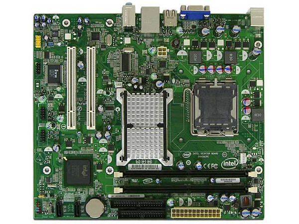 T. Madre Intel D945GCPE, ChipSet Intel 945GC,
Soporta: Celeron 400, DualCore, Core2Duo, 800/1066MHz,
Integrado: Audio, Red, Video GMA 950,
Memoria: DDR2 667/533, 2 Bancos, 2GBMax,
Diseño: microATX, Ptos: 2xPCI