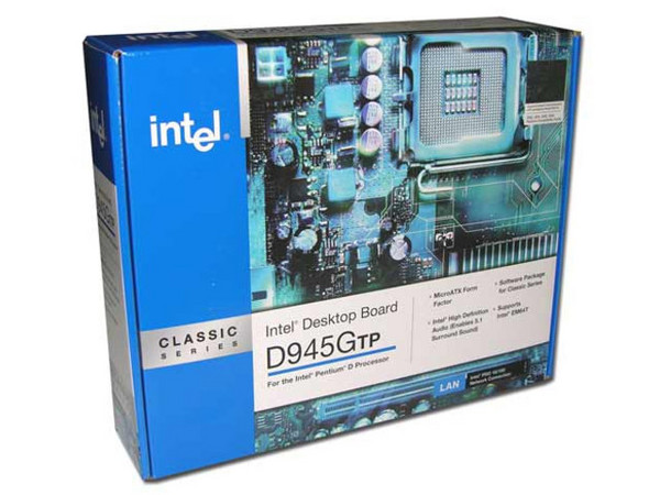 T. Madre Intel D945GTPL, ChipSet 945G,
Soporta: Intel LGA775 (65nm y 90nm),
Integrado: Video Intel GMA 950, Audio, Red,
Memoria: DDR2 667/533/400MHz, 4GB Max,
Diseño: microATX, Ptos: 1x PCI Express x16,
1x PCI Express x1, 2x PCI
