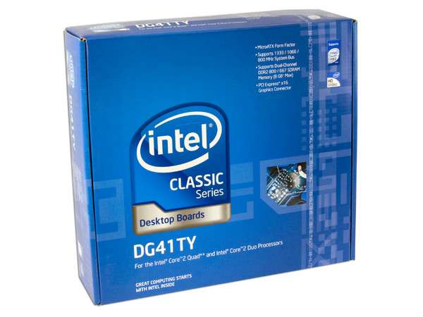 T. Madre Intel DG41TY, ChipSet G41 Express,
Soporta: Cel.400, DualCore/2Duo/Quad, 1333MHz,
Integrado: Video X4500, Audio HD, Red,
Memoria: DDR2 800/667, 2 Bancos, 8GBMax,
Diseño mATX, Ptos: 1xPCIEX16, 1xPCI-EX1, 2xPCI