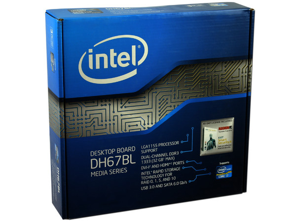 T. Madre Intel DH67BL-B3, ChipSet Intel H67 Exp.,
Soporta: Core i7/i5/i3 de Socket 1155,
Audio HD, Red Gigabit,
Serial ATA 3.0, USB 3.0,
Memoria: DDR3 1333/1066, 32GB Max,
Diseño mATX, Ptos: 1xPCIEX16,2xPCIEx1