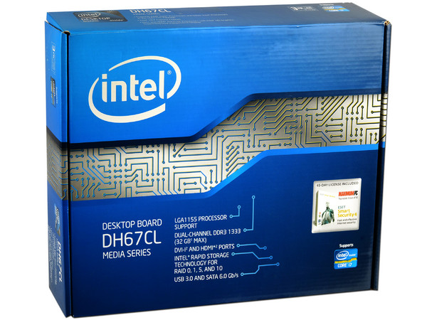 T. Madre Intel DH67CL-B3, ChipSet Intel H67 Exp.,
Soporta: Core i7/i5/i3 de Socket 1155,
 Audio HD, Red,
Serial ATA 3.0, USB 3.0,
Memoria: DDR3 1333/1066MHz, 32GB Max,
Diseño ATX, Ptos: 1xPCIEX16,2xPCIEX1