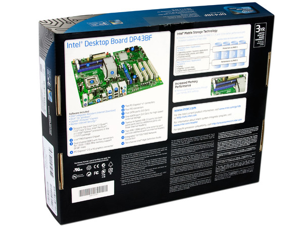 T. Madre Intel DP43BF, ChipSet Intel P43 Express,
Soporta: Core 2 Quad, 2 Duo, Pentium, Celeron 
Integrado: Audio 7.1, Red 10/100/1000,
Memoria: DDR3 1066/1333MHz, 8GB Max,
Diseño: ATX, Ptos: 1xPCEx16 2.0, 2xPCIE x1, 4xPCI