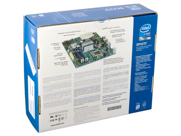 T. Madre Intel DP43TF, ChipSet Intel P43 Express,
Soporta: Celeron400, DualCore, Core2Duo, Core2Quad,
Integrado: Audio, Red 10/100/1000,
Memoria: DDR2 800/667, 4 Bancos, 8GBMax,
Diseño: ATX, Ptos: 3xPCI, 3xPCE, 1xPCEx16