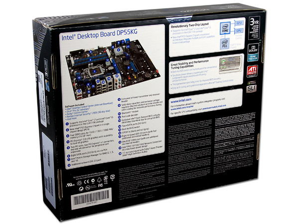 T. Madre Intel DP55KG, ChipSet Intel P55 Express,
Soporta: Core i7 870, 860/Core i5 750, Socket 1156,
Integrado: Audio 7.1, Red 10/100/1000,
Memoria: DDR3 1600+/1333/1066, 8GB Max,
ATX, Ptos: 2xPCEx16, 3xPCIEx, 2xPCI