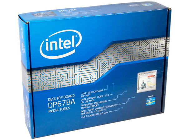 T. Madre Intel DP67BA-B3, ChipSet Intel P67 Exp.,
Soporta: Core i7/i5/i3 de Socket 1155,
 Audio HD, Red Gigabit,
Serial ATA 3.0, USB 3.0,
Memoria: DDR3 1333/1066, 32GB Max,
Diseño ATX, Ptos: 1xPCIEX16, 2xPCIEx1
