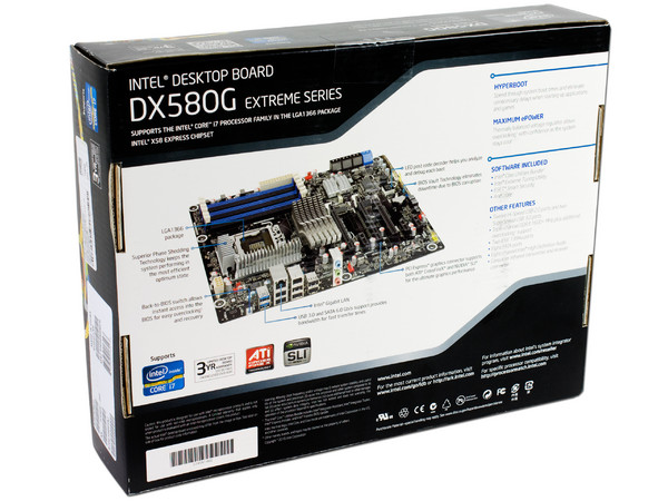 T. Madre Intel DX58OG, ChipSet Intel X58 Express,
Soporta: Core i7 de Socket 1366,
Integrado: Audio HD, Red 10/100/1000,
USB 3.0 y Serial ATA 3.0,
Memoria: DDR3 1600+/1333/1066 MHz, 48GB Max,
ATX, Ptos: 2xPCIEx16, 3xPCIEx1, 1xPCI