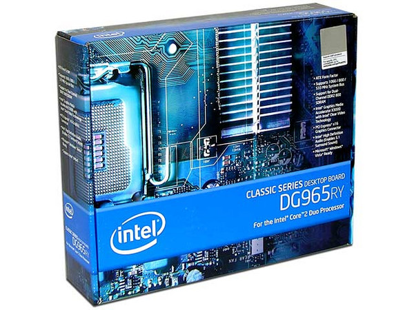 T. Madre Intel DG965RYCK, ChipSet Intel G965 Express,
Soporta: Pentium 4, D, Core2Duo, 533/800/1066MHz,
Integrado: Audio 5.1, Video Intel GMA X3000, Red,
Memoria: DDR2 800/667/533, 4 Bancos, 8GB Max,
Diseño: ATX, Ptos: 1xPCE. x16, 3x PCI Exp, 3x PCI