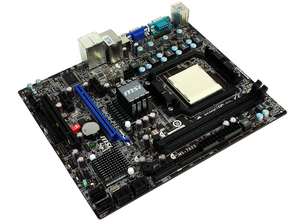 T. Madre MSI 760GM-P33, ChipSet AMD 760,
Soporta: Phenom X4 de Socket AM3,
Integrado: Video Radeon  HD 3000, AudioHD, Red,
Memoria: DDR3 1600*(OC)/1333/1066MHz, Max 8GB
Diseño mATX, Ptos: 1xPCIEX16, 2xPCIEx1, 1xPCI