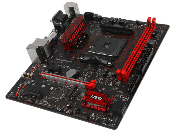 T. Madre MSI B350M GAMING PRO, ChipSet AMD B350, 
Soporta: AMD Ryzen/ Athlon / 7ma Gen A-Series de Socket AM4,
Memoria: DDR4 3200(O.C.)/2400/1866 MHz, 32GB Max,
Integrado: Audio HD, Red, USB 3.1 y SATA 3.0, 
ATX, Ptos: 1xPCIEx16, 2xPCIEx1.