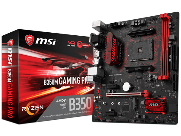 T. Madre MSI B350M GAMING PRO, ChipSet AMD B350, 
Soporta: AMD Ryzen/ Athlon / 7ma Gen A-Series de Socket AM4,
Memoria: DDR4 3200(O.C.)/2400/1866 MHz, 32GB Max,
Integrado: Audio HD, Red, USB 3.1 y SATA 3.0, 
ATX, Ptos: 1xPCIEx16, 2xPCIEx1.