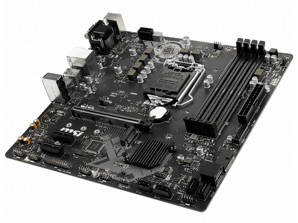 T. Madre MSI B365 PRO-VDH, Chipset Intel B365,
Soporta: Intel Core i9/ i7/ i5 /i3 de 8va y 9na Gen., Socket 1151,
Memoria: DDR4 2666/2400/2133 MHz, 64GB Max,
Integrado Audio HD, Red Gigabit,
USB 3.0, USB tipo C, Sata 3.0,
Micro-ATX, Ptos: 1xPCIEx16