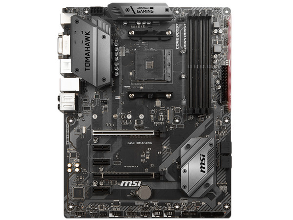 T. Madre MSI B450 TOMAHAWK, Chipset AMD B450,
Soporta: Procesador AMD Ryzen de 2ª Gen/7ª Gen A-series,
Memoria: DDR4 3200(O.C.)/2800/2667 MHz, 64GB Max,
Integrado: Audio HD, Red,
USB 3.0, SATA 3.0,
ATX, Ptos: 1xPCIEx16 1xPCIEx1.