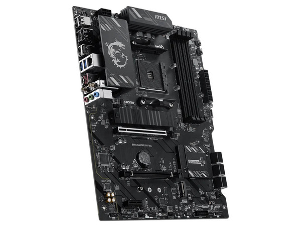 T. Madre MSI B550 GAMING WIFI6E,
Chipset AMD B550, 
Segmento: Gamer,
AMD Ryzen 3ra 4ta y 5ta Generación, Socket AM4,
RAM: DDR4 4800/2133 MHz, 128GB Máx,
Audio HD, WiFi 6E, USB 3.1, M.2, USB C, 
ATX, Ptos: 1xPCIEx16 4.0, 1xPCIEx16 3.0.
