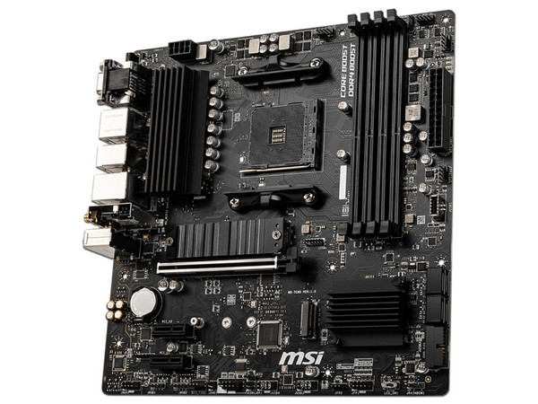 T. Madre MSI B550M PRO-VDH WIFI,
ChipSet AMD B550M,
Segmento: Medio,
Soporta: AMD Ryzen 3ra 4ta 5ta Generación,
RAM: DDR4 4400/3000/2133 MHz, 128GB Max,
Audio HD, Red Wi-Fi 5, Bluetooth, USB 3.2,
SATA 3.0, M.2,
Micro ATX, Ptos: 1xPCIEx16, 2xPCIEx1.