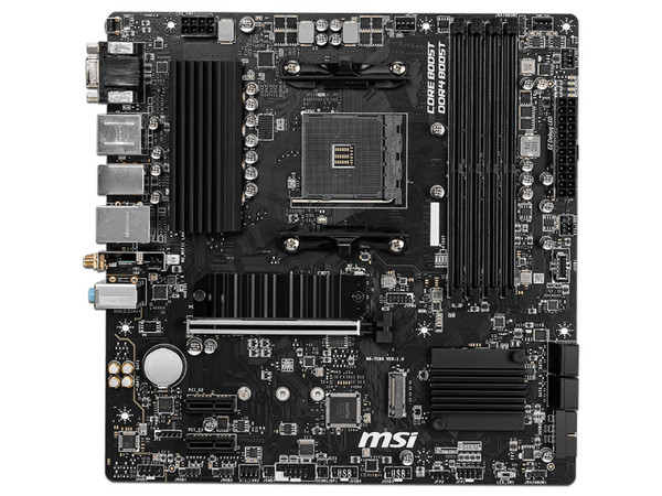 T. Madre MSI B550M PRO-VDH WIFI,
ChipSet AMD B550M,
Segmento: Medio,
Soporta: AMD Ryzen 3ra 4ta 5ta Generación,
RAM: DDR4 4400/3000/2133 MHz, 128GB Max,
Audio HD, Red Wi-Fi 5, Bluetooth, USB 3.2,
SATA 3.0, M.2,
Micro ATX, Ptos: 1xPCIEx16, 2xPCIEx1.