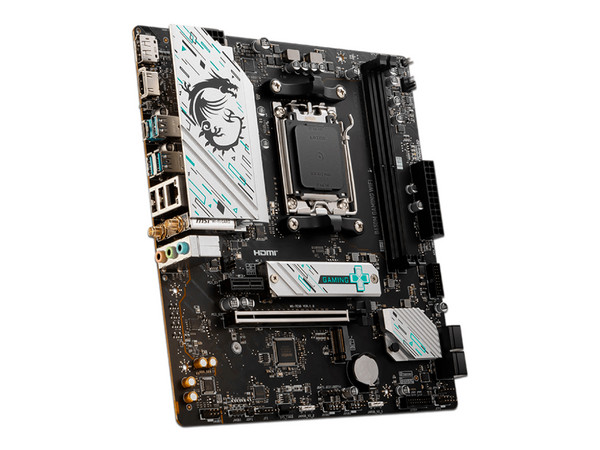 T. Madre MSI B650M GAMING WIFI,
Chipset B650,
Semgmento: Alto/Gamer,
Soporta: AMD Ryzen Serie 9000/8000/7000, Socket AM5,
Memoria: DDR5 7800+(OC)/6200(OC)/4800MHz, 256GB Máx,
Integrado: Audio HD, Wi-Fi 6, SATA 3.0, M.2,
Micro-ATX, Ptos: 1xPCIE4.