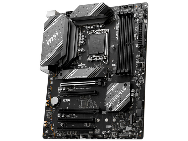 T. Madre MSI B760 GAMING PLUS WIFI, 
Chipset Intel B760,
Segmento: Alto,
Soporta: Intel 12va y 13va Generación, Socket 1700,
RAM: DDR5 6800/5800/4800MHz, 192GB Máx,
AudioHD, Wi-Fi6E, USB 3.2, SATA 3.0, M.2,
ATX, Ptos: 2xPCIE4.0x16, 3xPCIE3.0x1