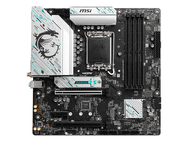 T. Madre MSI B760M GAMING PLUS WIFI,
Chipset Intel B760, Segmento: Alto/Gamer,
Soporta: Intel 14va, 13va y 12va Gen, Socket 1700,
Memoria: DDR5 6800/5800/4800MHz, 256GB Máx,
AudioHD, Wi-Fi 6E, USB 3.2, SATA 3.0, M.2,
Micro-ATX, Ptos: 2xPCIE4.0x16.