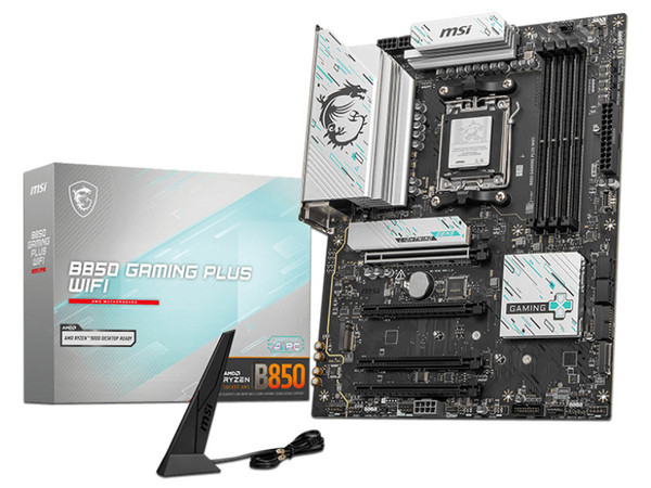 T. Madre MSI B850 GAMING PLUS WIFI,
Chipset AMD B850,
Segmento: Alto/Gamer,
Soporta: Procesadores AMD Serie 9000, 8000 y 7000, Socket AM5, 
RAM: DDR5 8200/6400/4800MHz, 256GB Max,
Wi-Fi 7, Bluetooth v5.4, Audio HD, USB-C 10Gbps, 
ATX, Ptos: 1xPCIE5