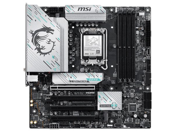 T. Madre MSI B860M GAMING PLUS WIFI6E,
Chipset B860,
Segmento: Alto/Gamer,
Soporta: Intel Core Ultra (Series 2), Socket 1851,
Memoria: 8800+MT/s DDR5, 256GB,
Integrado: Wi-Fi 6E, Audio, Red,
Micro-ATX, Puertos: 1xPCIE5.0x16
