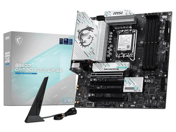 T. Madre MSI B860M GAMING PLUS WIFI6E,
Chipset B860,
Segmento: Alto/Gamer,
Soporta: Intel Core Ultra (Series 2), Socket 1851,
Memoria: 8800+MT/s DDR5, 256GB,
Integrado: Wi-Fi 6E, Audio, Red,
Micro-ATX, Puertos: 1xPCIE5.0x16