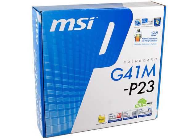 Tarjeta Madre MSI G41M-P23 ChipSet Intel G41,
 Soporta: Core 2 Quad, Core 2 Duo, 1333/1066MHz,
Memoria: DDR3 800/1066/1333* (OC), 2 Bancos, 8 GBMax,
Integrado: Video Intel X4500 , Audio HD, Red, Diseño: mATX,
Puertos: 1xPCIEx16, 1xPCIEx1, 1xPCI