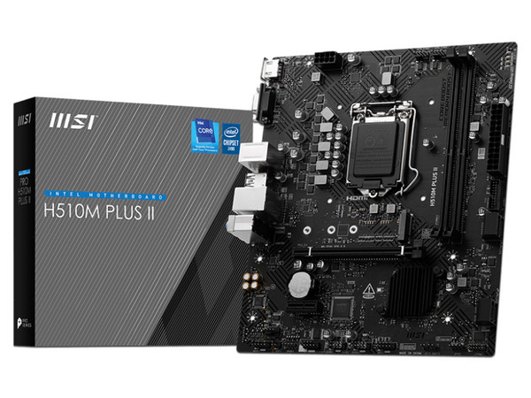 T. Madre MSI H510M PLUS II,
Chipset Intel Z490,
Segmento: Básico,
Soporta Procesadores Intel de 10ma y 11va Generación, Socket LGA1200,
Memoria: 2933 DDR4 hasta 64GB,
Audio HD, Red, USB 3.0, SATA III, M.2,
Micro-ATX, Ptos: PCIe 3.0 x16.