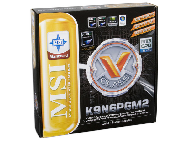 T. Madre MSI K9N6PGM2-V, Chipset NVIDIA nForce 430,
Soporta: Phenom, Athlon 64/Athlon 64 X2, Socket AM2+,
Memoria: DDR2 800/667/533, 2 Bancos, 4GB Max,
Integrado: Audio HD, Red, Video GeForce 6100,
Diseño: MATX, Ptos:1xPCIEx16, 1xPCIEx1, 2xPCI