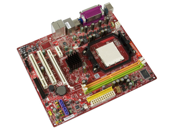 T. Madre MSI K9N6PGM2-V, Chipset NVIDIA nForce 430,
Soporta: Phenom, Athlon 64/Athlon 64 X2, Socket AM2+,
Memoria: DDR2 800/667/533, 2 Bancos, 4GB Max,
Integrado: Audio HD, Red, Video GeForce 6100,
Diseño: MATX, Ptos:1xPCIEx16, 1xPCIEx1, 2xPCI