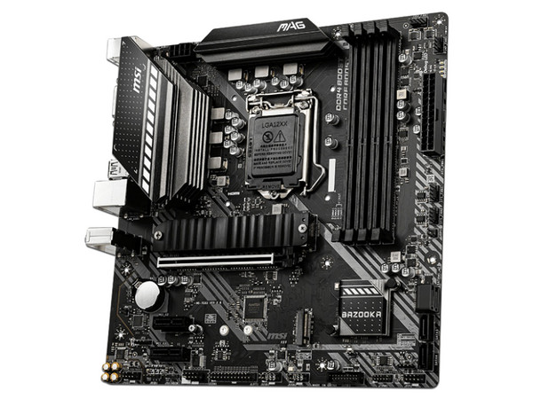 T. Madre MSI B460M Bazooka, Chipset Intel B460, Soporta: Procesadores Intel Core / Pentium Oro / Celeron de 10ma. Gen, Socket 1200 Memoria: DDR4 2666/2933 MHz, 128GB Máx., Integrado: Audio HD, Red, USB 3.2, SATA 3.0, Micro-ATX, Ptos: 1xPCIEx16, 2xPCIEx1.