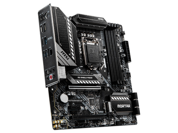 T. Madre MSI B460M MORTAR MAG, Chipset Intel B460,
Soporta: Core i9 / i7 / i5 / i3 / Pentium Gold / Celeron de 10ma. Gen., Socket 1200,
Memoria: DDR4 2933 / 2666 / 2133 MHz, 128GB Max,
Integrado: Audio HD, Red,
USB 3.0, SATA 3.0,
Micro-ATX