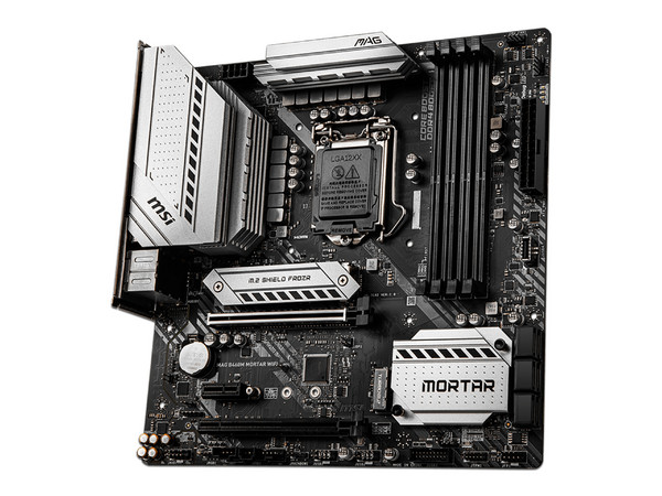 T. Madre MSI B460M MORTAR WIFI, Chipset Intel B460,
Soporta: Core i9 / i7 / i5 / i3 / Pentium Gold / Celeron de 10ma. Gen, Socket 1200,
Memoria: DDR4 2933 / 2666 / 2133 MHz, 128GB Max,
Integrado: Audio HD, Red, Wi-Fi, Bluetooth,
Micro-ATX